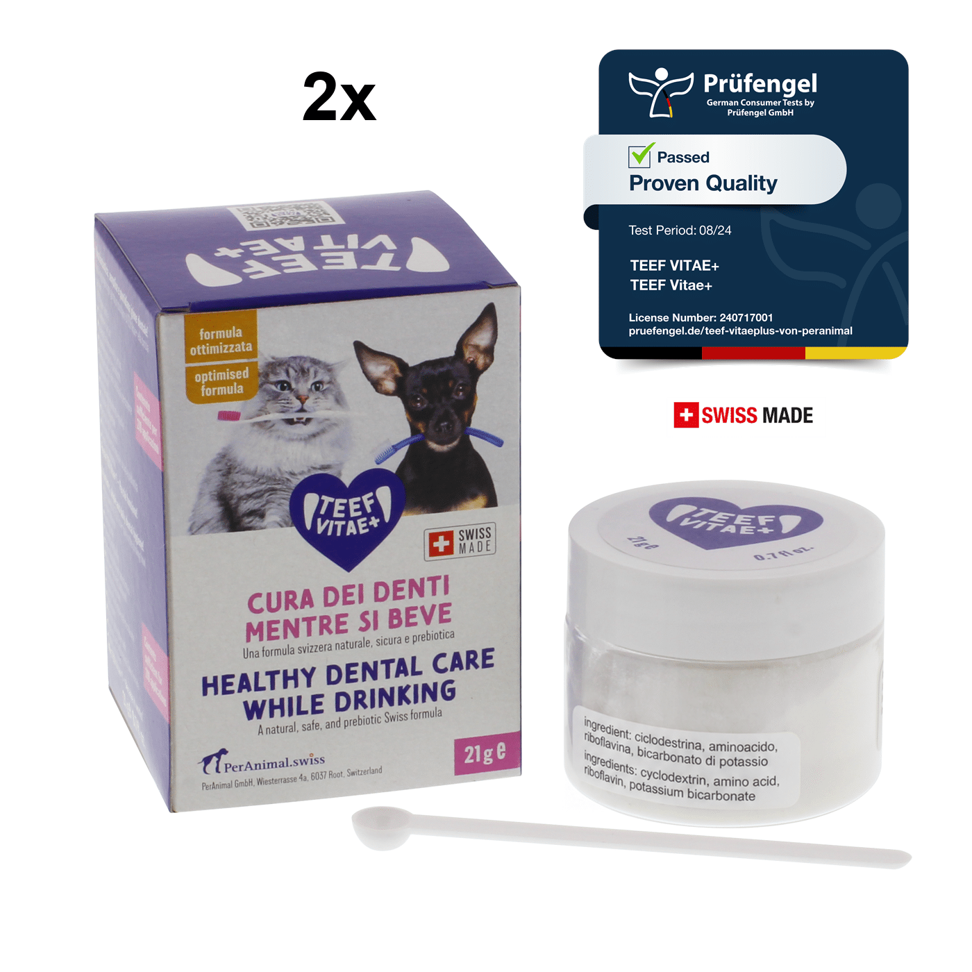 Duas embalagens de TEEF Vitae+ de 21 g para cães e gatos