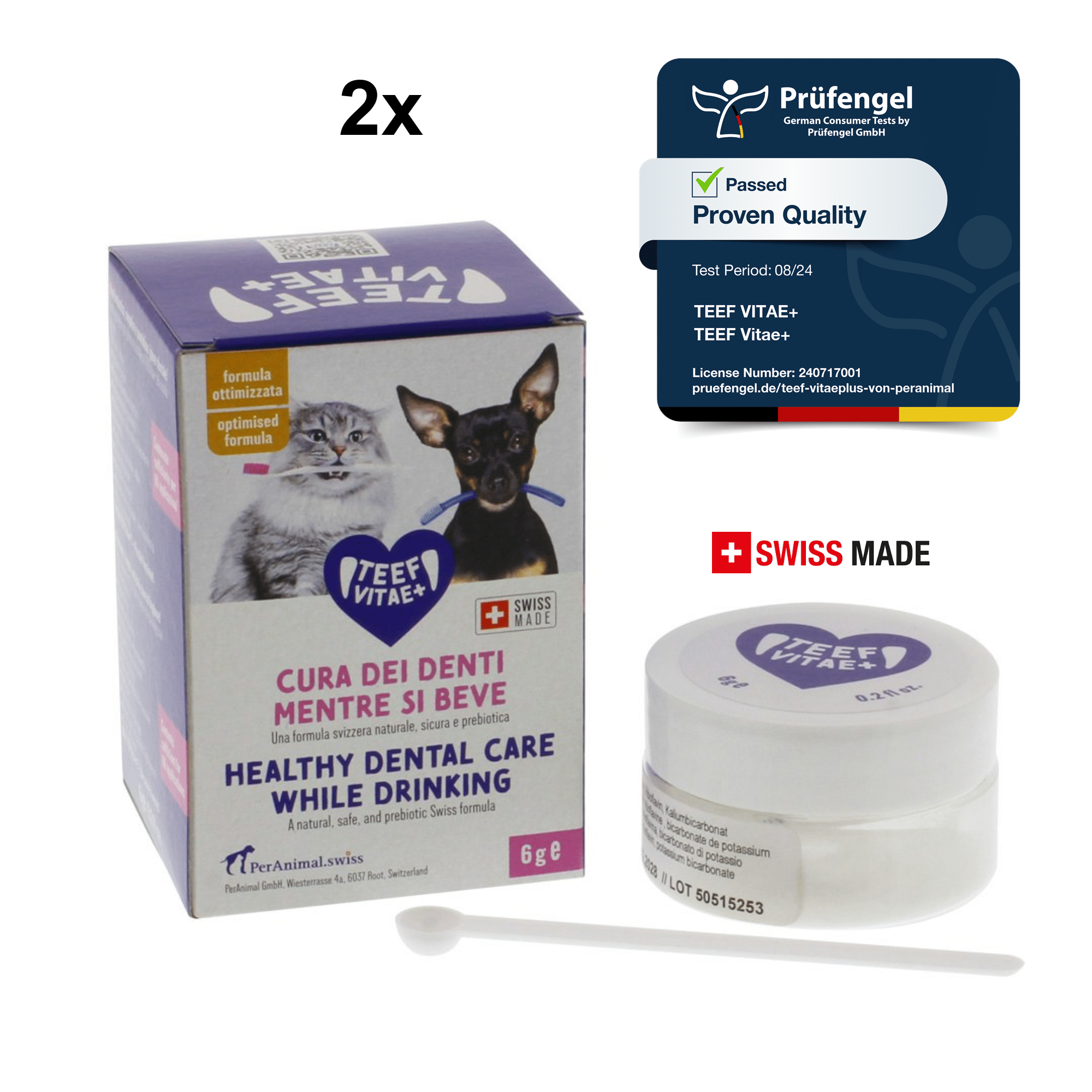 Duas embalagens de TEEF Vitae+ de 6 g para cães e gatos